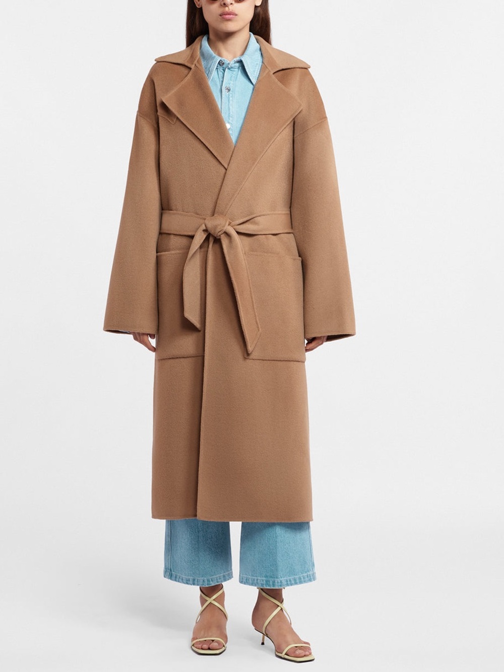 NWT Nanushka Alamo Robe Coat Wrap Trench Longline Camel Tan Sz XS